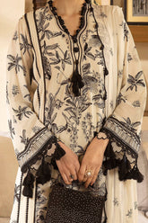 3 Piece Unstitched Embroidered Swiss Voile Suit with Embroidered Chiffon Dupatta LSV-52009